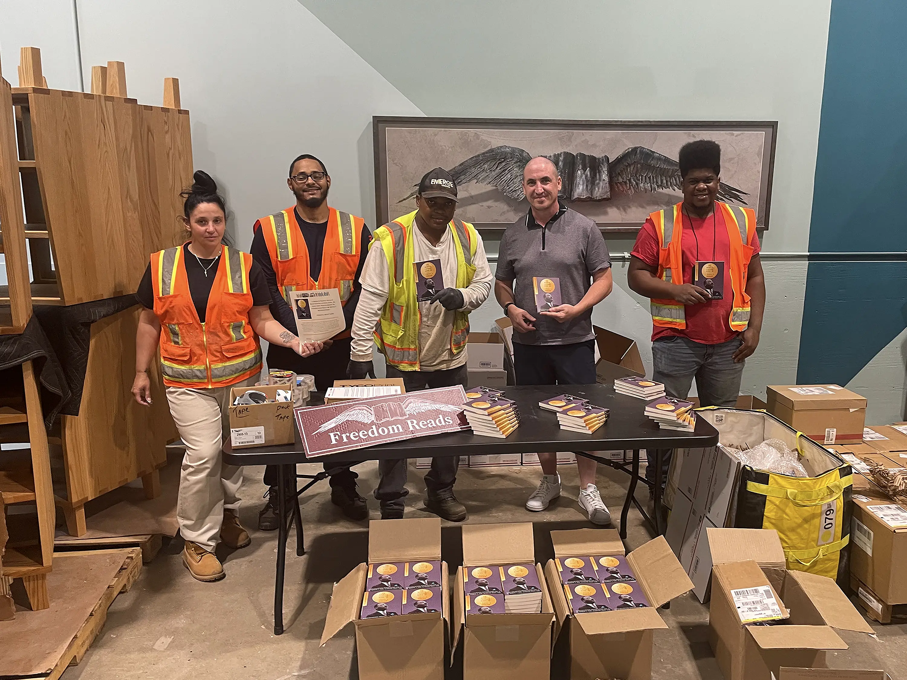 Freedom Reads shipped several hundred copies of Harper Collins' 60th anniversary edition of MLK’s “I Have a Dream” speech to incarcerated individuals in numerous prisons across the nation. The photo was chosen by Publishers Weekly as their Picture of the Day in August.
