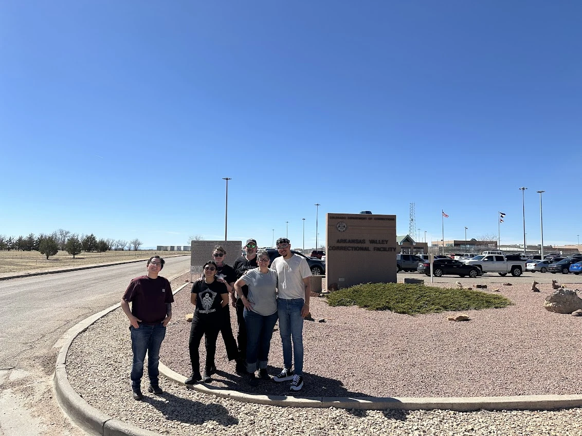 David (right) and Freedom Reads team members outside of Arkansas Valley Correctional Facility in Colorado. David and Freedom Reads team members outside of Arkansas Valley Correctional Facility in Colorado.